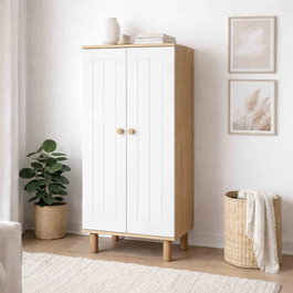 Hanah Home Ayka 1600-205 Armario Multiusos Blanco y Nogal